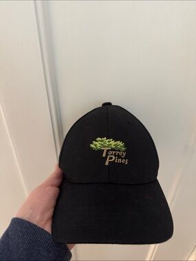 Torrey Pines Black Kids Baseball Cap with Green Tree Embroidery